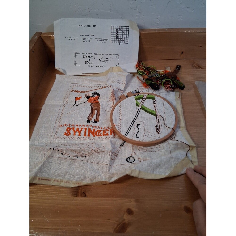 Embroidery Kit Cross Stitch Kit Golf Sampler 192 Jim Evans Needles Hoops Worked